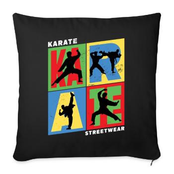 Karaté, Karatéka, arts martiaux, Combats, Sports - Housse de coussin décorative 45 x 45 cm - noir - Devant