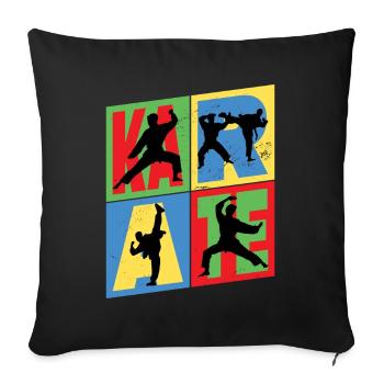 Karaté, Karatéka, arts martiaux, Combats, Sports - Housse de coussin décorative 45 x 45 cm - noir - Devant