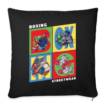 Boxen Boxer Boxkampf Sport Tiere Cartoon Comic - Sofakissenbezug 45 x 45 cm - Schwarz - Vorne