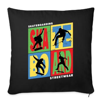 Skateboarding Skate Skater Skateboard Sk8 Vintage - Housse de coussin décorative 45 x 45 cm - noir - Devant