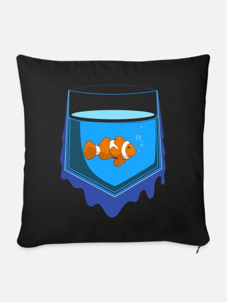 Pocket Fish - Sofakissenbezug 45 x 45 cm - Schwarz