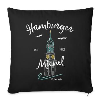 Hamburger Michel, Kirchturm, Germany - Sofa pillowcase 17,3'' x 17,3'' (45 x 45 cm) - black - Front