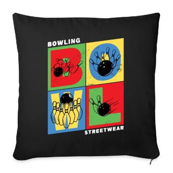 Bowling Bowling Bowling Ball Pins Bowling Players - Sofa pillowcase 17,3'' x 17,3'' (45 x 45 cm) - black - Front