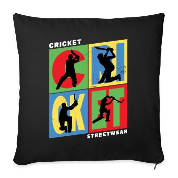Cricket Cricketspieler Schlagmann Sport Vintage - Sofakissenbezug 45 x 45 cm - Schwarz - Vorne