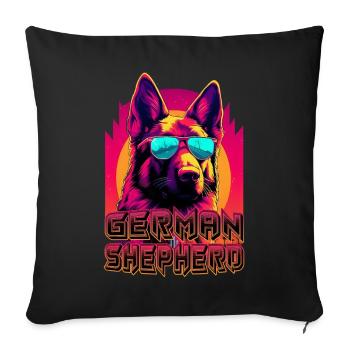 German Shepherd Dog With Sunglasses - Sofa pillowcase 17,3'' x 17,3'' (45 x 45 cm) - black - Front