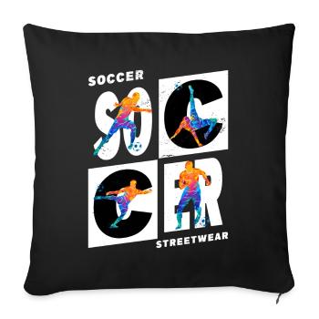 Joueur de football Joueur de football Fan Club sportif - Housse de coussin décorative 45 x 45 cm - noir - Devant