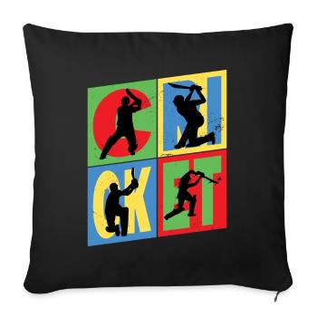 Cricket Cricketspieler Schlagmann Sport Vintage - Sofakissenbezug 45 x 45 cm - Schwarz - Vorne