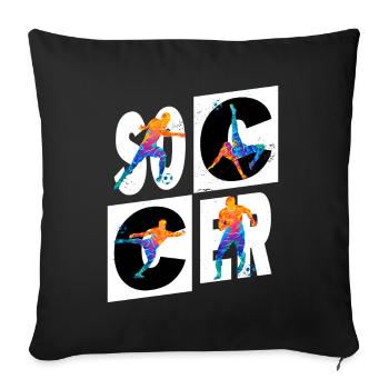 Joueur de football Joueur de football Fan Club sportif - Housse de coussin décorative 45 x 45 cm - noir - Devant