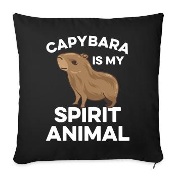 Motif animalier du zoo de Capybara - Housse de coussin décorative 45 x 45 cm - noir - Devant