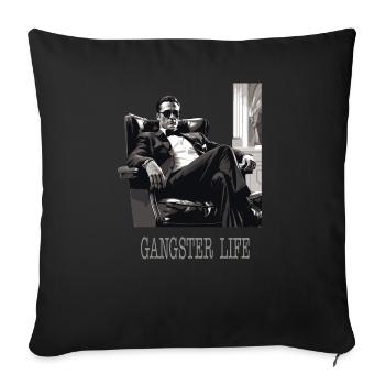 Chef de la mafia avec des lunettes de soleil « Gangster Life » - Housse de coussin décorative 45 x 45 cm - noir - Devant