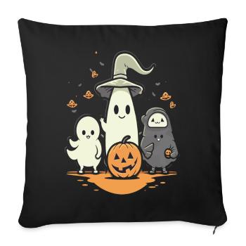 Fantômes d’Halloween câlins avec citrouille - Housse de coussin décorative 45 x 45 cm - noir - Devant