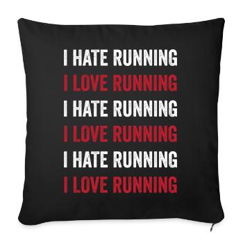 J’aime courir - Je déteste courir - Housse de coussin décorative 45 x 45 cm - noir - Devant