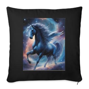 Pegasos (Pegasus) im Weltall - Weltenwanderer - Sofakissenbezug 45 x 45 cm - Schwarz - Vorne