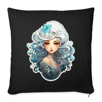 Magicien de cristal avec une chemise de jeu de rôle aux cheveux blancs - Housse de coussin décorative 45 x 45 cm - noir - Devant