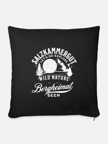 Salzkammergut Wildnissee Bergsee Naturmotiv - Sofakissenbezug 45 x 45 cm - Schwarz
