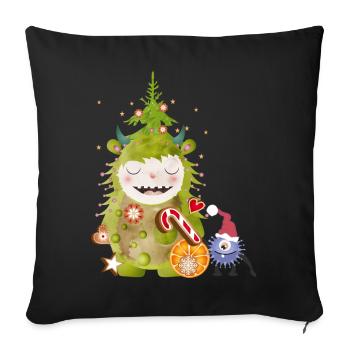 Un grand et un petit monstre célèbrent Noël - Housse de coussin décorative 45 x 45 cm - noir - Devant