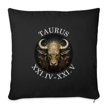 Ornement du zodiaque Taureau Taureau doré - Housse de coussin décorative 45 x 45 cm - noir - Devant