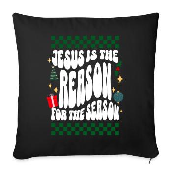 Jesus is the Reason for the Season: Ugly Christmas - Sofa pillowcase 17,3'' x 17,3'' (45 x 45 cm) - black - Front
