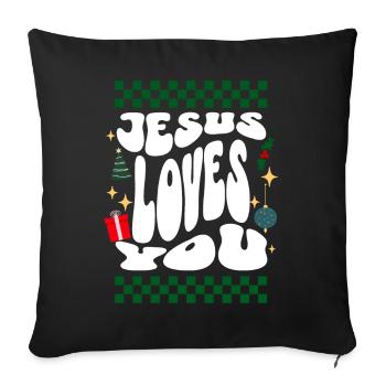 Jesus loves You - Christians Retro Ugly Christmas - Sofa pillowcase 17,3'' x 17,3'' (45 x 45 cm) - black - Front