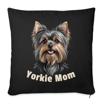 Yorkie Mom - Sofa pillowcase 17,3'' x 17,3'' (45 x 45 cm) - black - Front