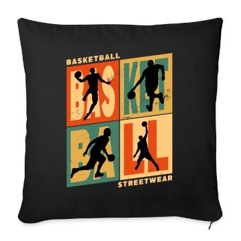 Basket-ball Basket-ball joueur Fan Vintage rétro - Housse de coussin décorative 45 x 45 cm - noir - Devant
