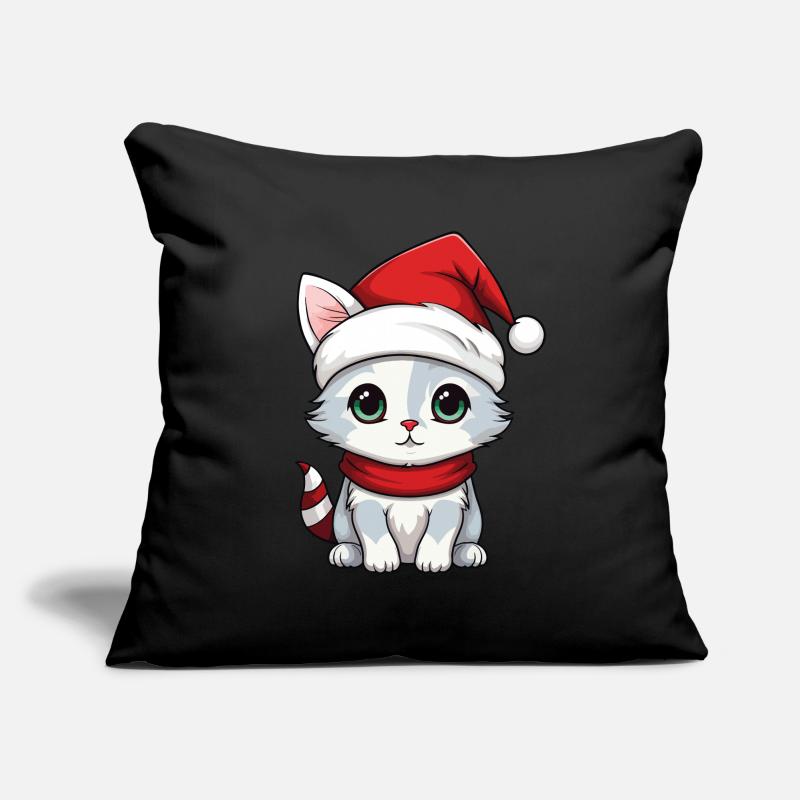 Chat Noël Chat De Noël Mignon Joyeux Catmas Housse de coussin décorative 45 x 45 cm
