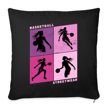 Basket-ball Femme Basketteur Joueur de basket-ball - Housse de coussin décorative 45 x 45 cm - noir - Devant