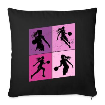 Basket-ball Femme Basketteur Joueur de basket-ball - Housse de coussin décorative 45 x 45 cm - noir - Devant