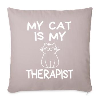 My cat is my therapist - Sofa pillowcase 17,3'' x 17,3'' (45 x 45 cm) - light taupe - Front