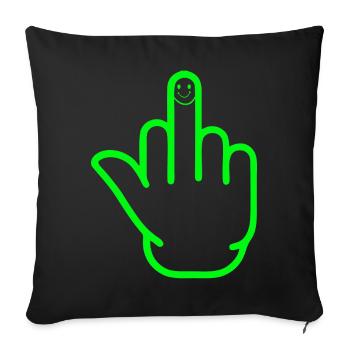 Doigt d’honneur heureux - Housse de coussin décorative 45 x 45 cm - noir - Devant