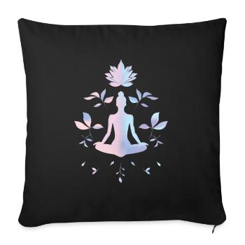 Meditation & Balance – Calm Lotus Illustration - Sofa pillowcase 17,3'' x 17,3'' (45 x 45 cm) - black - Front