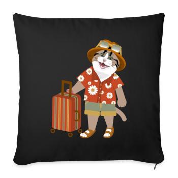Katzen-Reiselaune - Sofakissenbezug 45 x 45 cm - Schwarz - Vorne