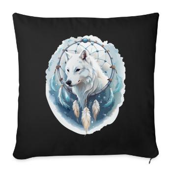 Wolf im Traumfänger - Mystisches Design. - Sofakissenbezug 45 x 45 cm - Schwarz - Vorne