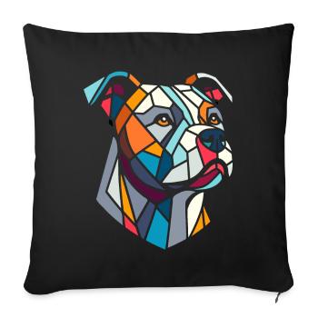 Staffordshire geometric bull terrier, staffy - Sofa pillowcase 17,3'' x 17,3'' (45 x 45 cm) - black - Front