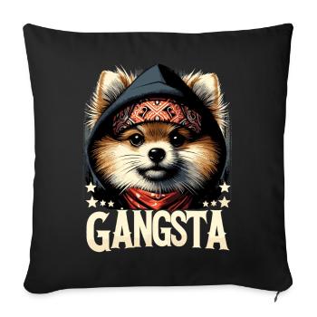 Petit cadeau de chien Spitz Gangsta Gangster - Housse de coussin décorative 45 x 45 cm - noir - Devant