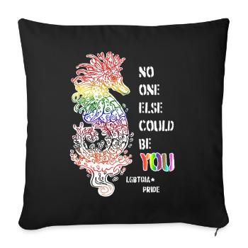 Proud LGBTQIA+ seahorse - Sofa pillowcase 17,3'' x 17,3'' (45 x 45 cm) - black - Front