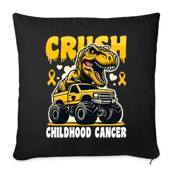 Dinosaur Monster Truck Childhood Cancer Awareness - Sofa pillowcase 17,3'' x 17,3'' (45 x 45 cm) - black - Front