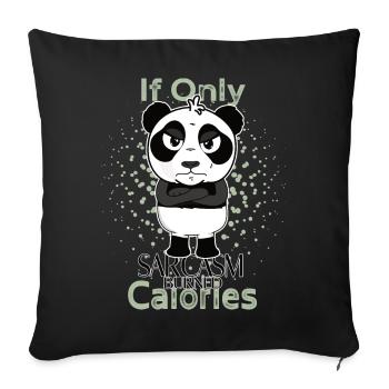 Sarcasme brûle des calories panda drôle - Housse de coussin décorative 45 x 45 cm - noir - Devant