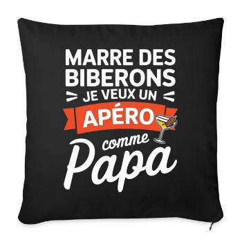 Marre des biberons, cadeau naissance, grossesse - Housse de coussin décorative 45 x 45 cm - noir - Devant