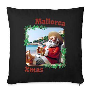 Mallorca Xmas - Santa Claus on holiday - Sofa pillowcase 17,3'' x 17,3'' (45 x 45 cm) - black - Front
