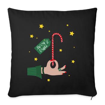 Merry and bright - Christmas Gift Candy Cane - Sofa pillowcase 17,3'' x 17,3'' (45 x 45 cm) - black - Front