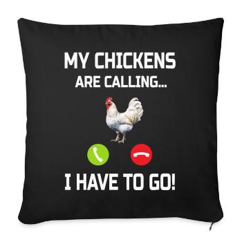Chicken Chickens - Sofa pillowcase 17,3'' x 17,3'' (45 x 45 cm) - black - Front