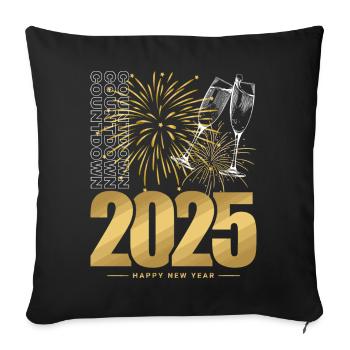 Neujahr 2025 - Sofakissenbezug 45 x 45 cm - Schwarz - Vorne