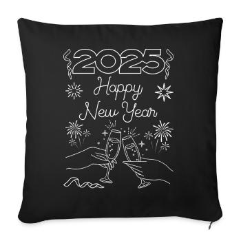 2025 Happy New Year - Sofakissenbezug 45 x 45 cm - Schwarz - Vorne