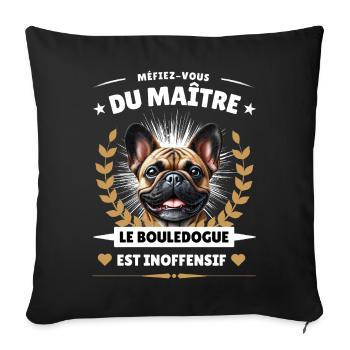 Vorsicht vor dem Herrchen, die Bulldogge ist... - Sofakissenbezug 45 x 45 cm - Schwarz - Vorne