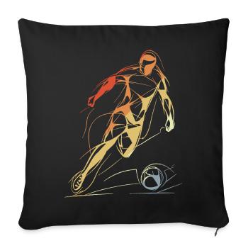 Croquis de joueur de football vintage - Housse de coussin décorative 45 x 45 cm - noir - Devant