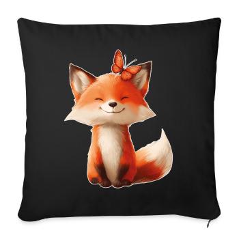 Fox with Butterfly - Sofa pillowcase 17,3'' x 17,3'' (45 x 45 cm) - black - Front