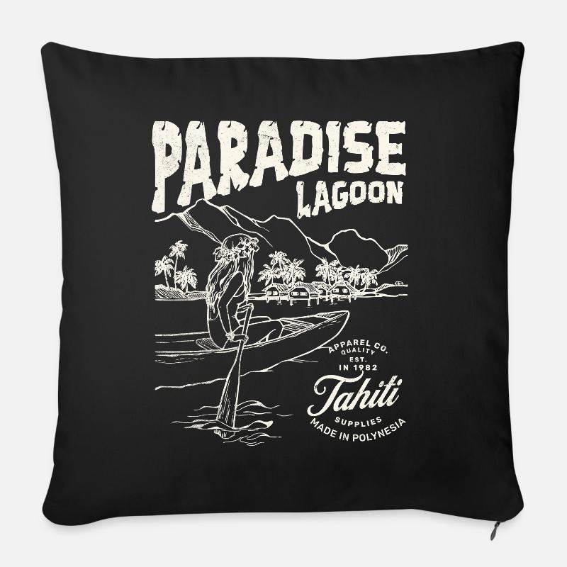 Paradieslagune Illustration - Sofakissenbezug 45 x 45 cm - Schwarz