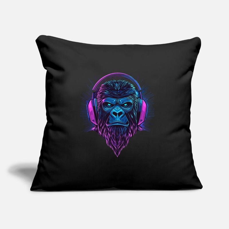 Gorille avec casque – Polygon Monkey avec barbe Housse de coussin décorative 45 x 45 cm
