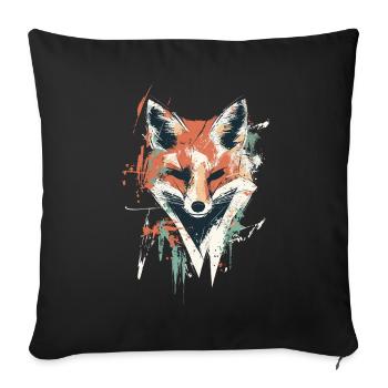 Polygon Fuchs – Geometrisches Fuchs Design - Sofakissenbezug 45 x 45 cm - Schwarz - Vorne